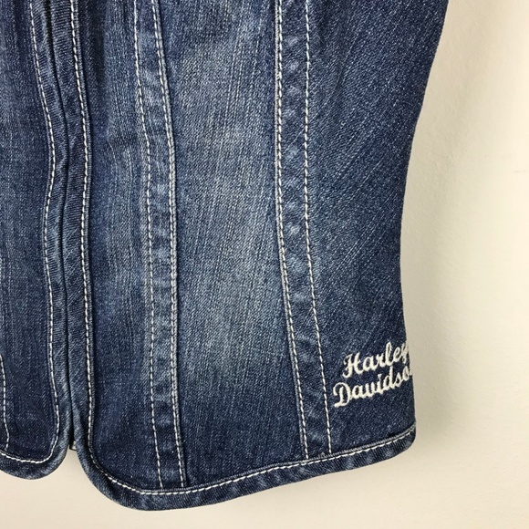 Harley Davidson Denim Blue Jean Vest Women's Small - Picture 3 of 7
